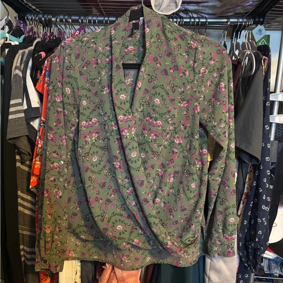 Kut from the Kloth Imani Faux Wrap Long Sleeve Floral Blouse - Picture 1 of 4